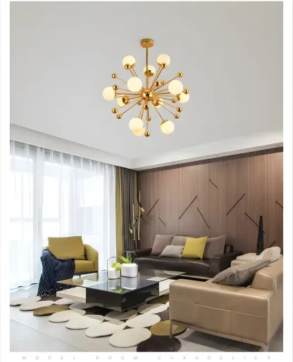 Modern Sputnik Chandelier Glass Living Room Decor Image - 4