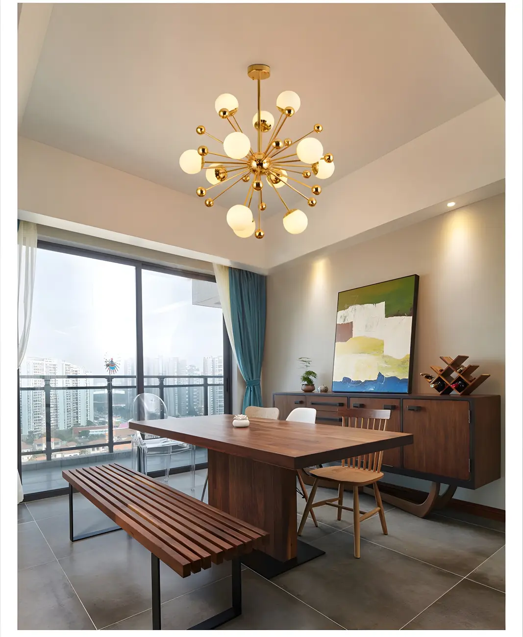 Modern Sputnik Chandelier Glass Living Room Decor Image - 5 | homeyfad