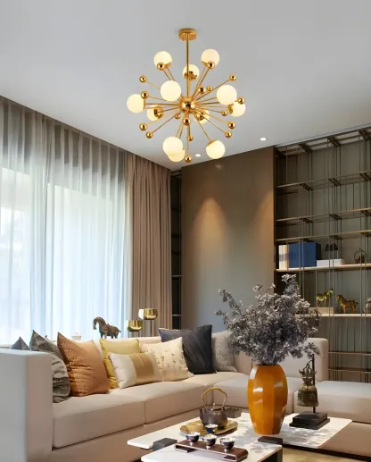 Modern Sputnik Chandelier Glass Living Room Decor Image - 3