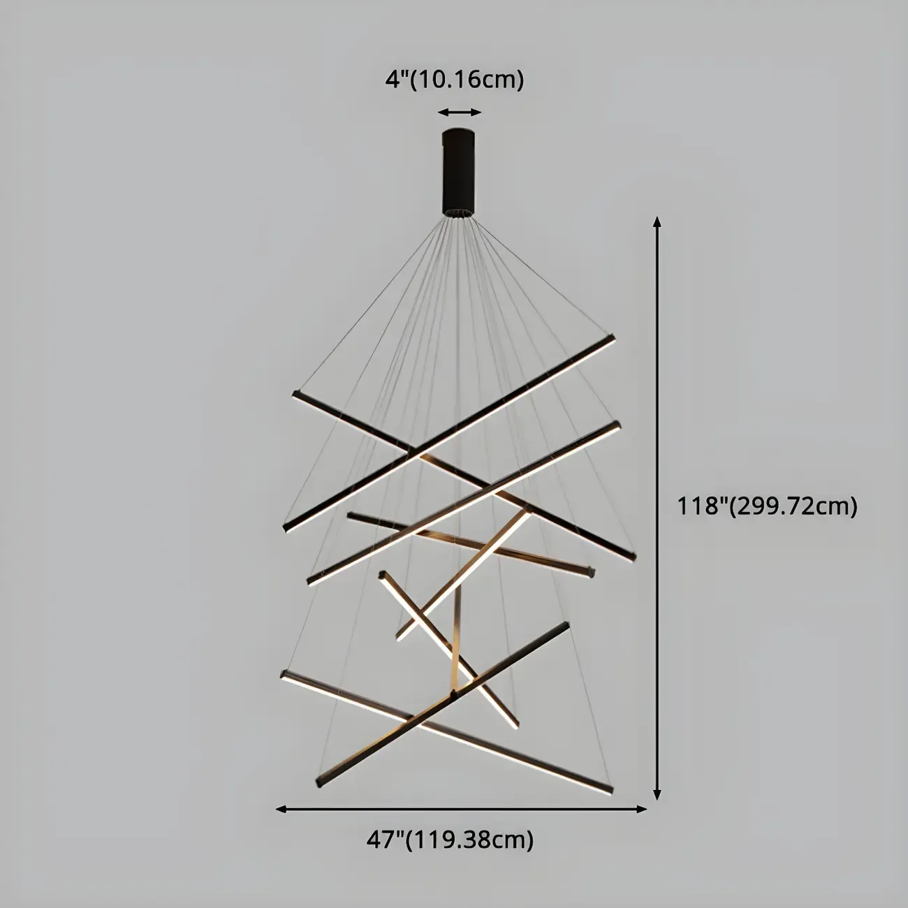 Modern Linear LED Chandelier for High Ceilings Image - 15