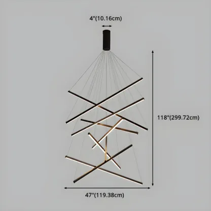 Modern Linear LED Chandelier for High Ceilings Image - 15