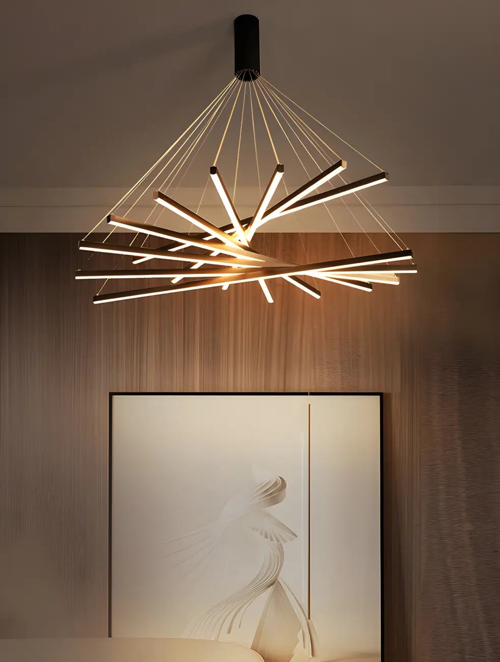 Modern Linear LED Chandelier for High Ceilings Image - 2 | homeyfad