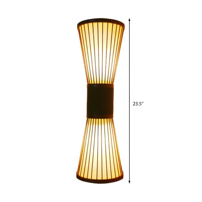 Brown Bamboo LED 23.5" Outdoor Wall Sconce in 2-Light Image - 5