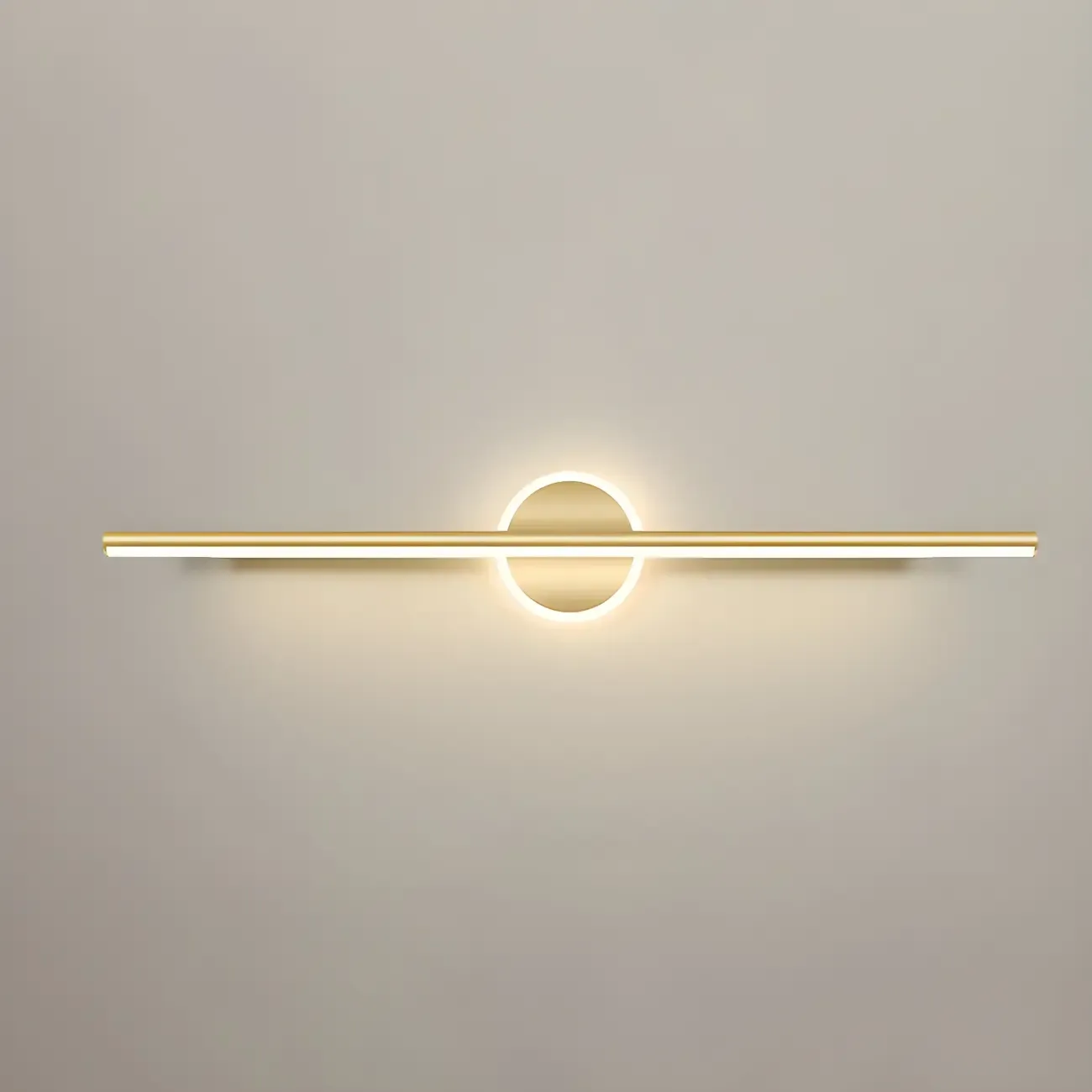 Linear Modern Vanity Light with Geometric Gold Design Image - 6