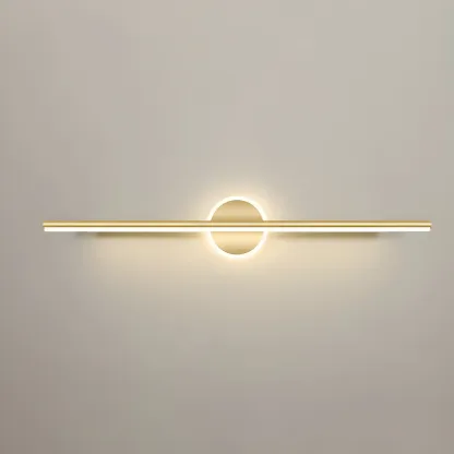 Linear Modern Vanity Light with Geometric Gold Design Image - 6