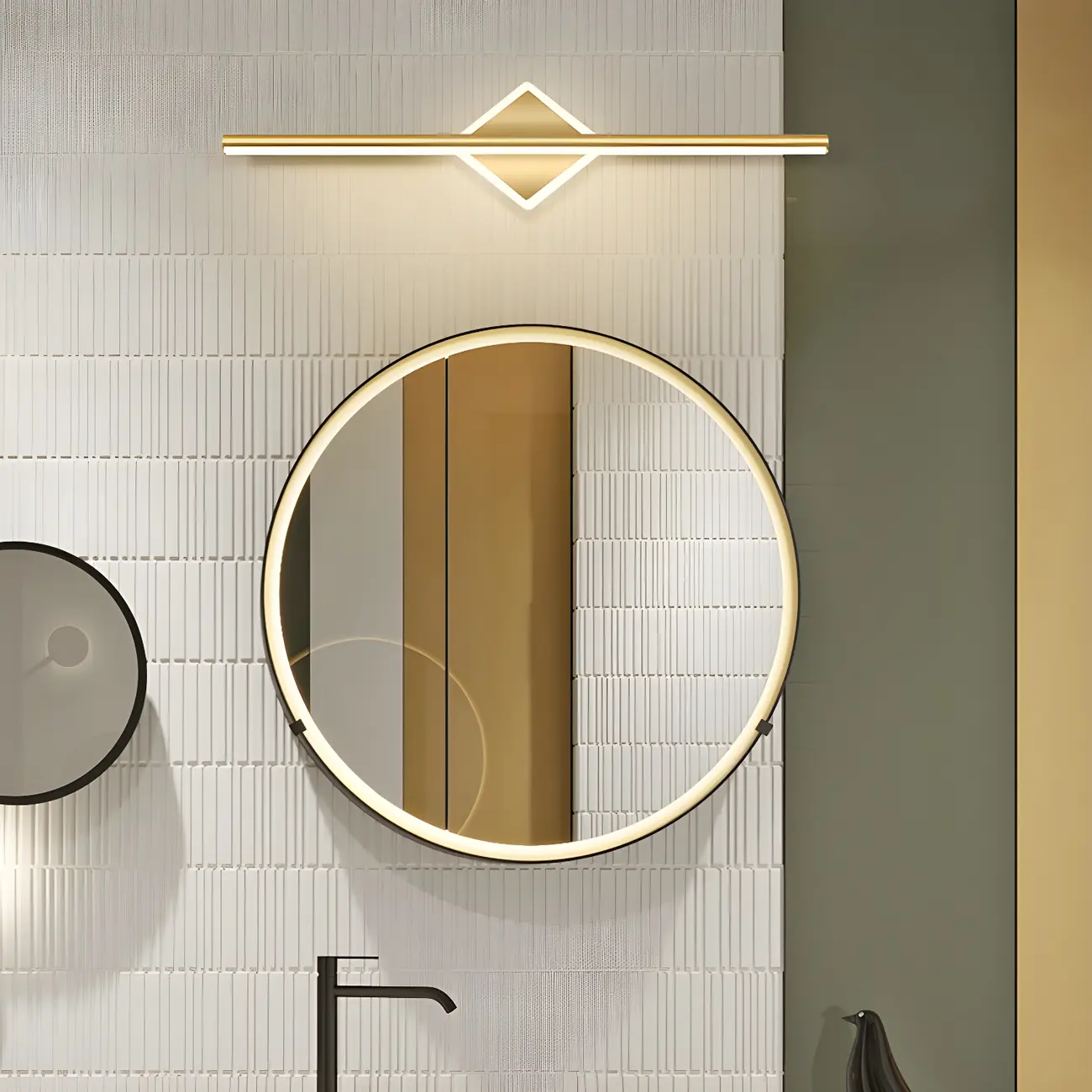 Linear Modern Vanity Light with Geometric Gold Design Image - 1 | homeyfad