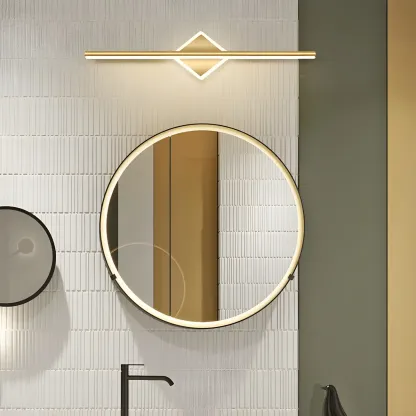 Linear Modern Vanity Light with Geometric Gold Design Image - 1