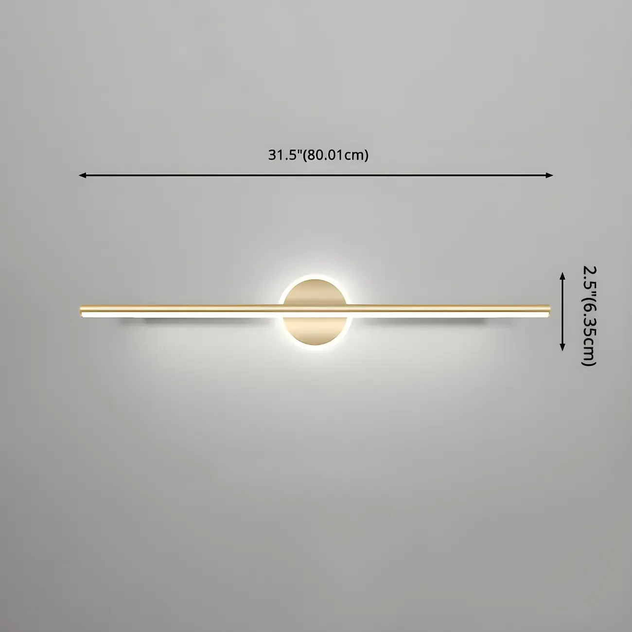 Linear Modern Vanity Light with Geometric Gold Design Image - 12