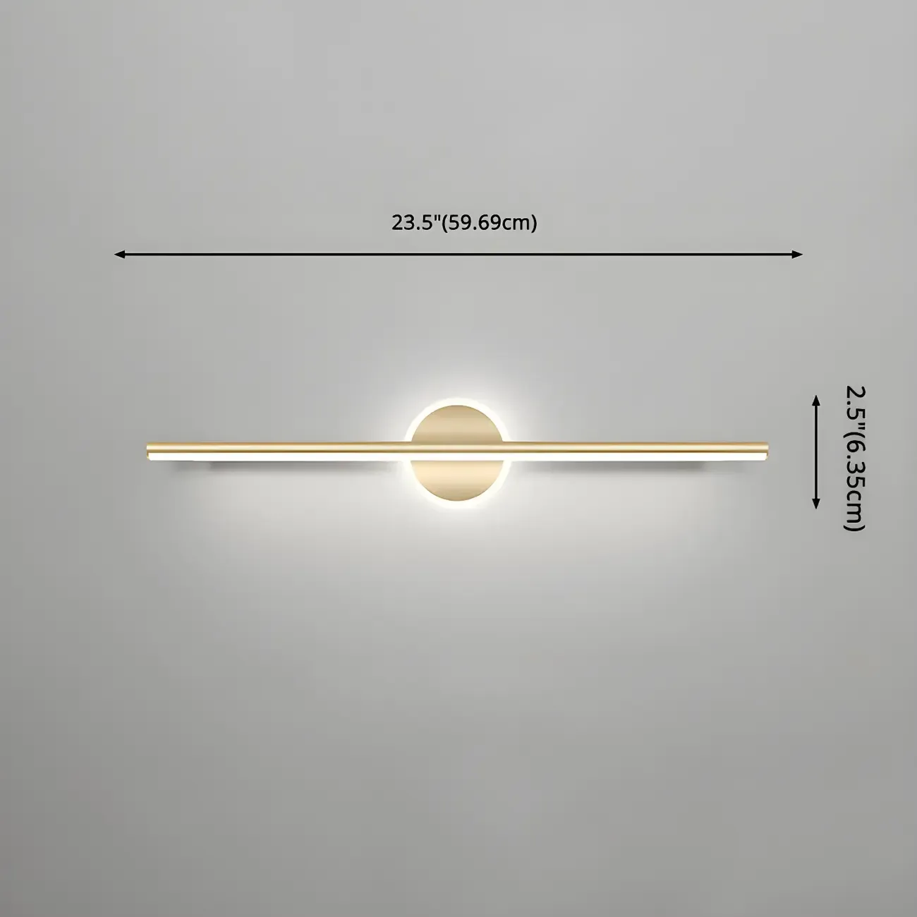 Linear Modern Vanity Light with Geometric Gold Design Image - 14