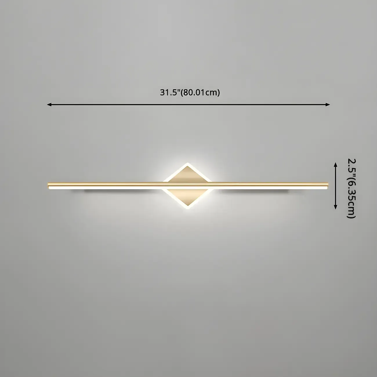Linear Modern Vanity Light with Geometric Gold Design Image - 19