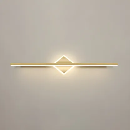 Linear Modern Vanity Light with Geometric Gold Design Image - 25