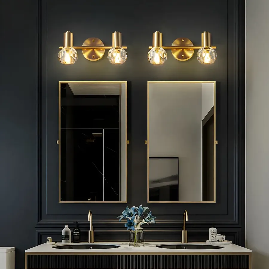 Durable Copper Globe Vanity Lights with Wall Mount for Bathroom