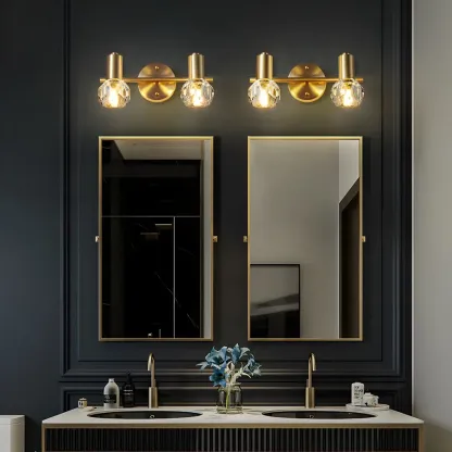 Durable Copper Globe Vanity Lights with Wall Mount for Bathroom