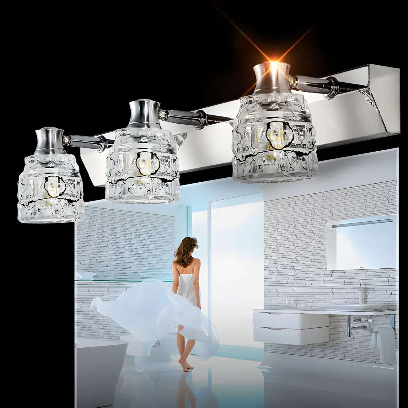 Crystal Retro Vanity Light Elegance for Bathroom Wall Image - 5