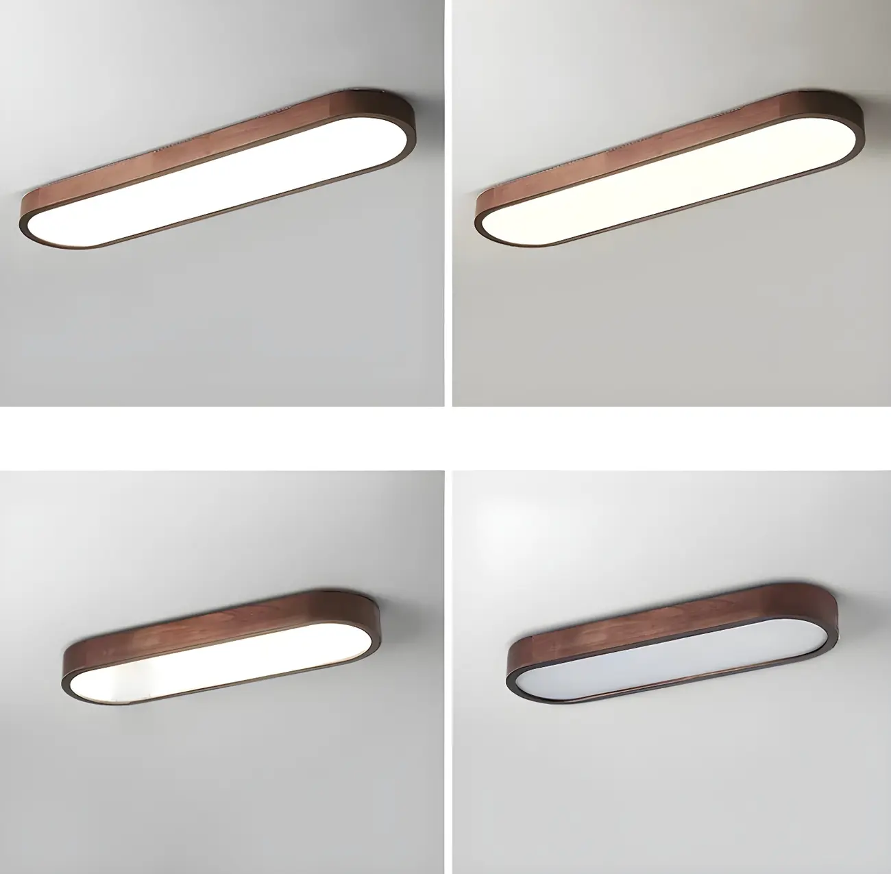 Elliptical Brown Wood Modern Flush Ceiling Light Dimmable | homeyfad