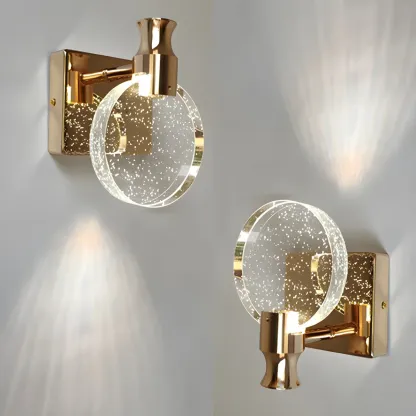 Glam Metal Vanity Sconce Light with Crystal Shade for Bathroom Image - 1