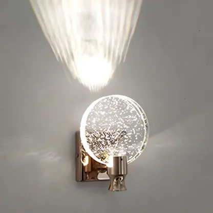 Glam Metal Vanity Sconce Light with Crystal Shade for Bathroom Image - 3