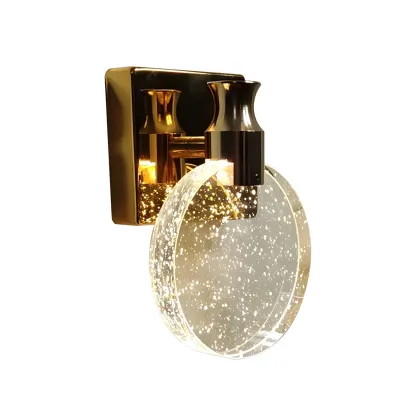 Glam Metal Vanity Sconce Light with Crystal Shade for Bathroom Image - 7