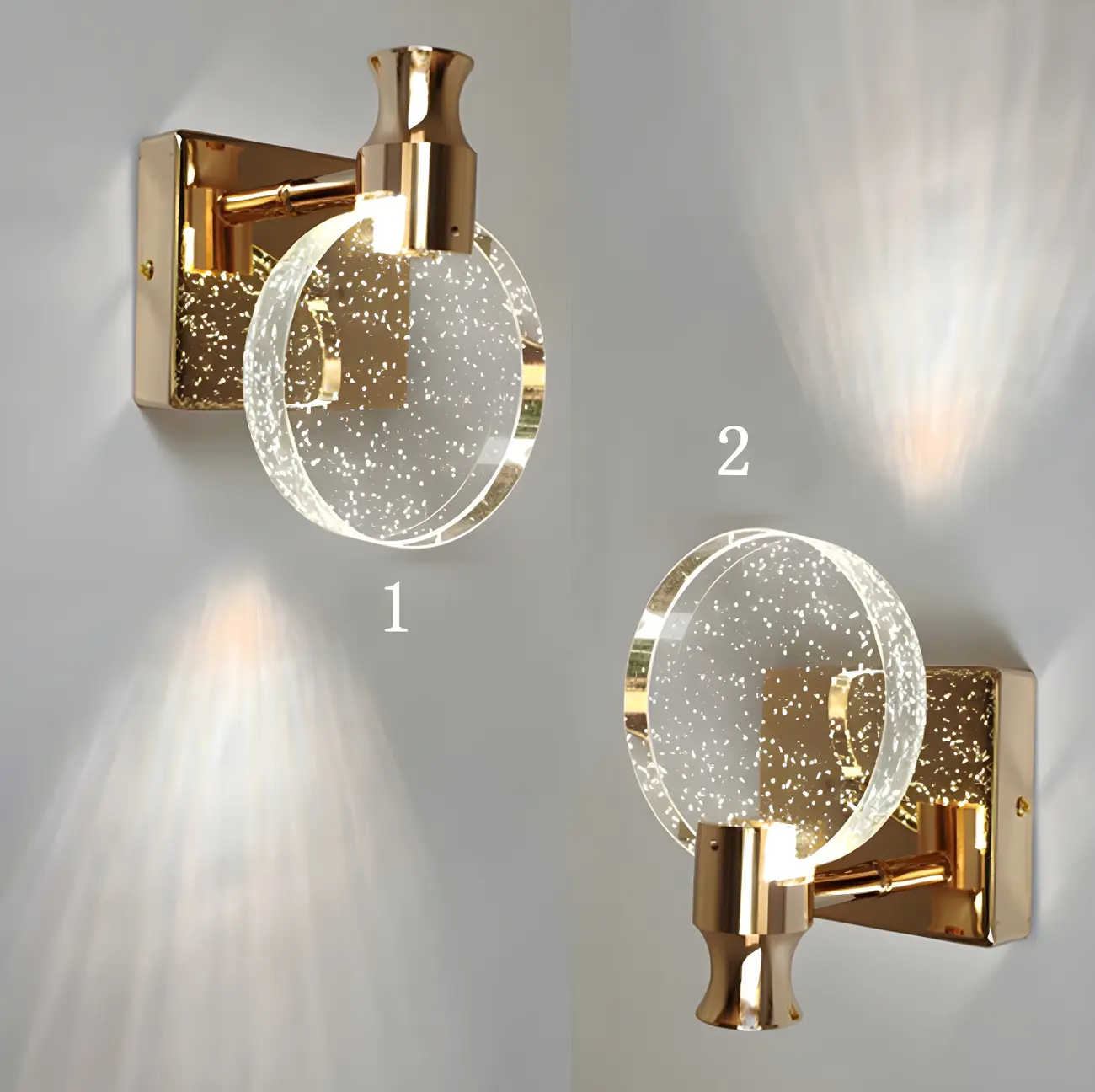 Glam Metal Vanity Sconce Light with Crystal Shade for Bathroom Image - 9 | homeyfad