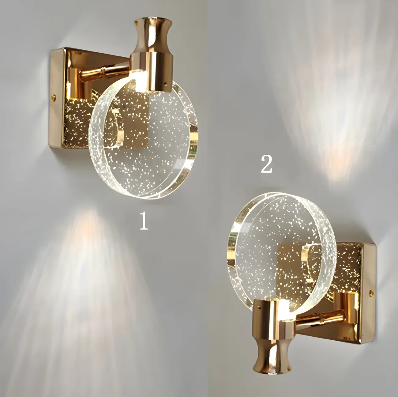 Glam Metal Vanity Sconce Light with Crystal Shade for Bathroom Image - 9