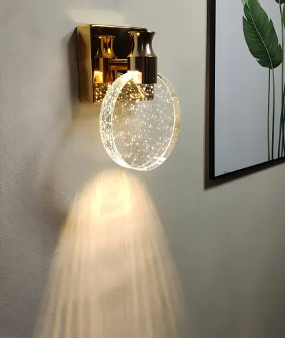 Glam Metal Vanity Sconce Light with Crystal Shade for Bathroom Image - 11