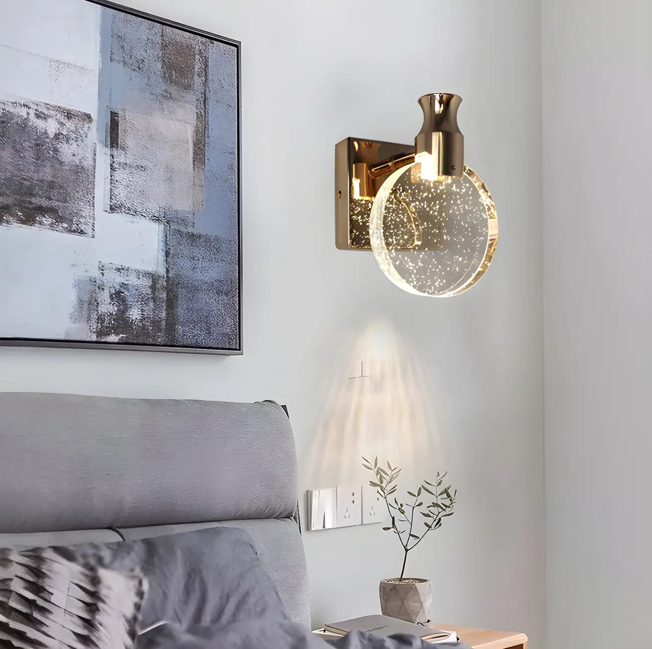 Glam Metal Vanity Sconce Light with Crystal Shade for Bathroom Image - 12 | homeyfad