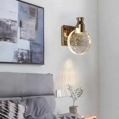 Glam Metal Vanity Sconce Light with Crystal Shade for Bathroom Image - 12