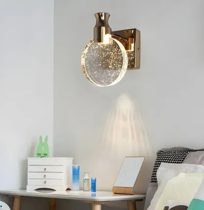 Glam Metal Vanity Sconce Light with Crystal Shade for Bathroom Image - 13