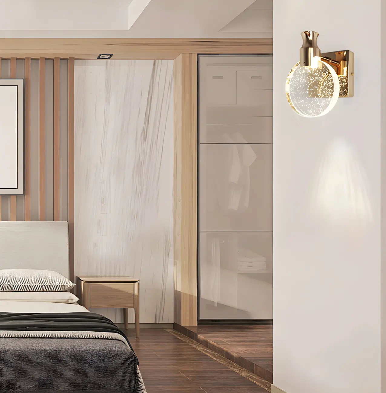 Glam Metal Vanity Sconce Light with Crystal Shade for Bathroom Image - 14 | homeyfad