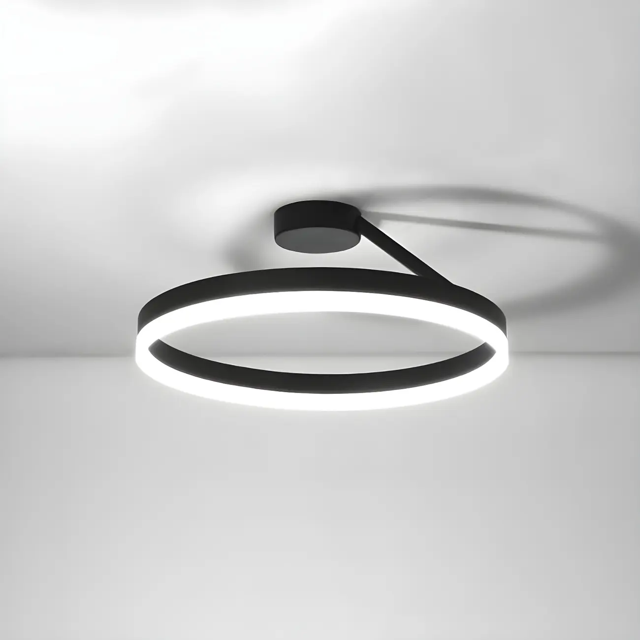 Minimal Circular Ring Acrylic Black LED Ceiling Light Image - 5 | homeyfad