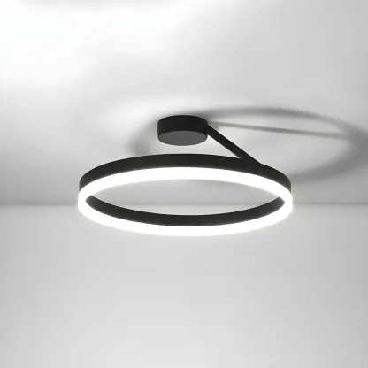Minimal Circular Ring Acrylic Black LED Ceiling Light Image - 5