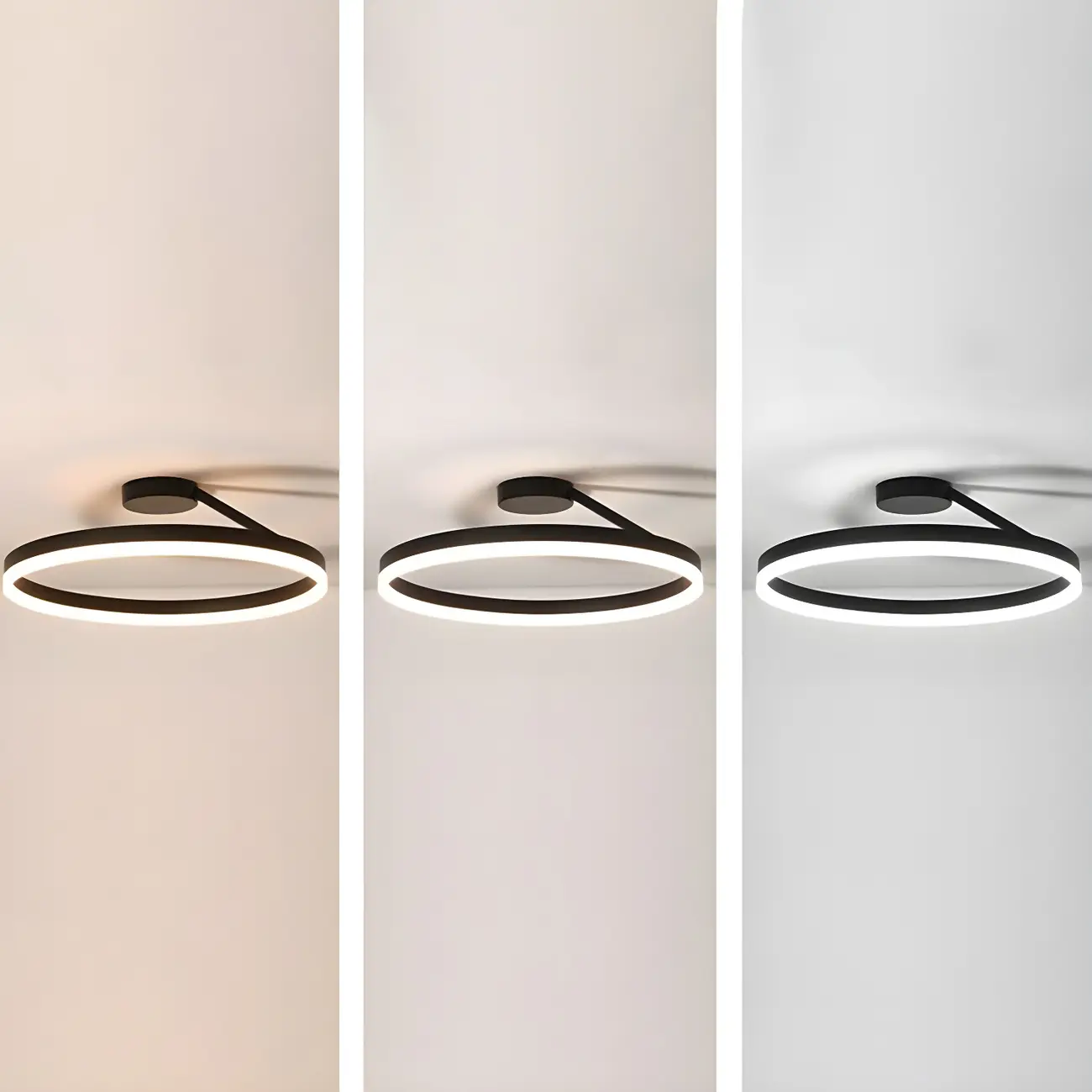 Minimal Circular Ring Acrylic Black LED Ceiling Light Image - 8 | homeyfad