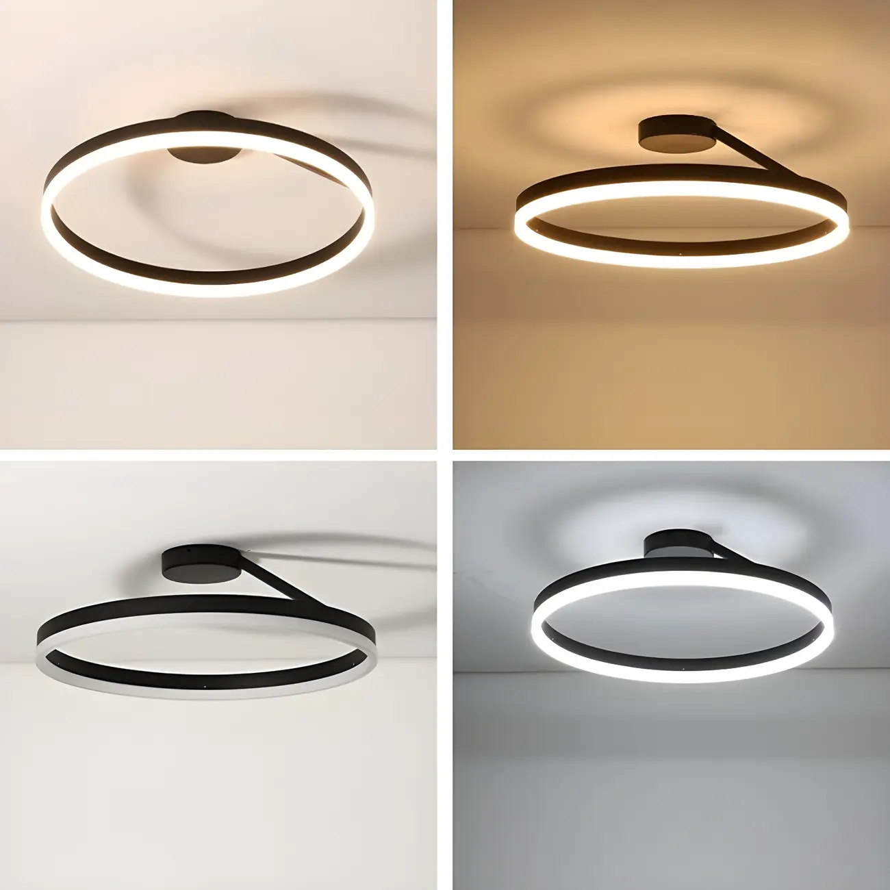Minimal Circular Ring Acrylic Black LED Ceiling Light Image - 9 | homeyfad