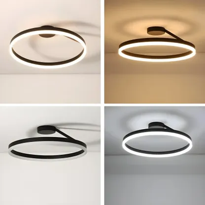 Minimal Circular Ring Acrylic Black LED Ceiling Light Image - 9