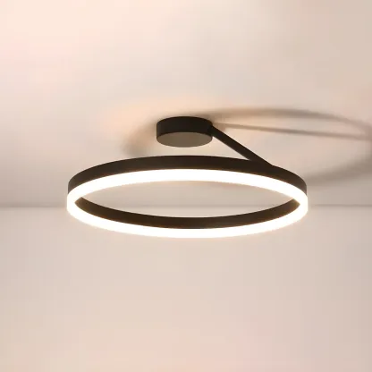 Minimal Circular Ring Acrylic Black LED Ceiling Light Image - 10