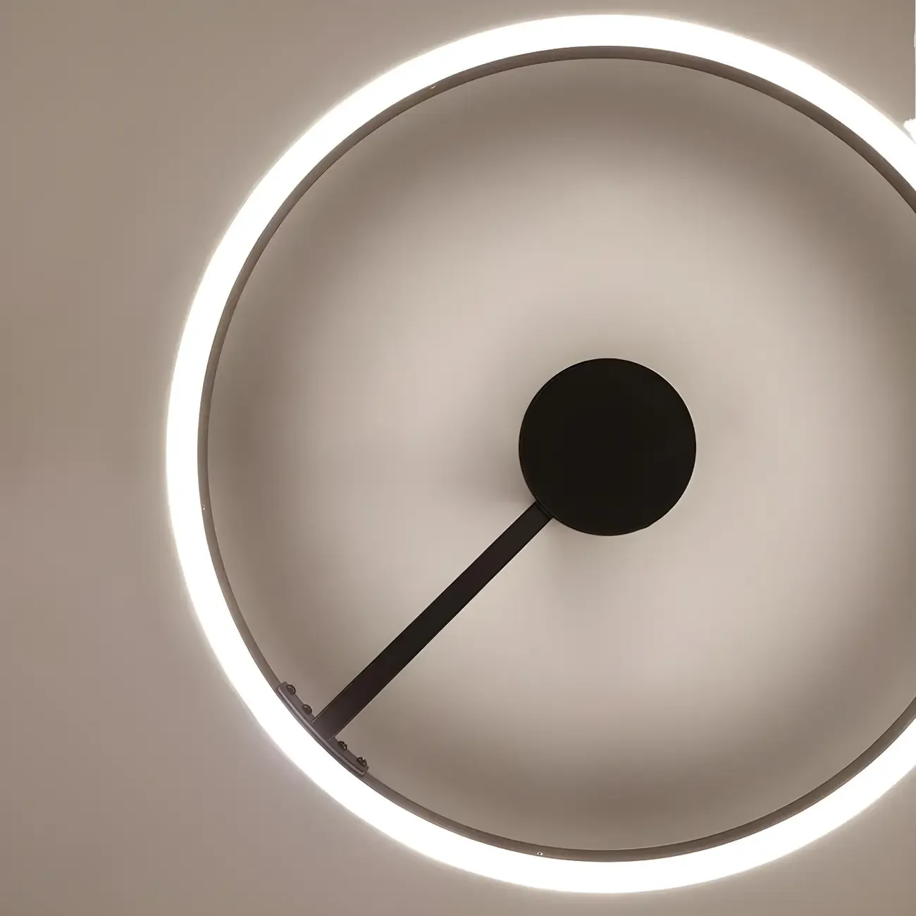 Minimal Circular Ring Acrylic Black LED Ceiling Light Image - 4