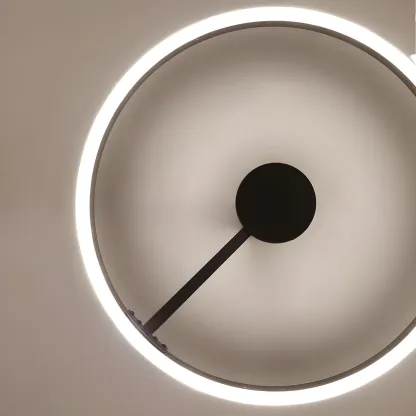 Minimal Circular Ring Acrylic Black LED Ceiling Light Image - 4