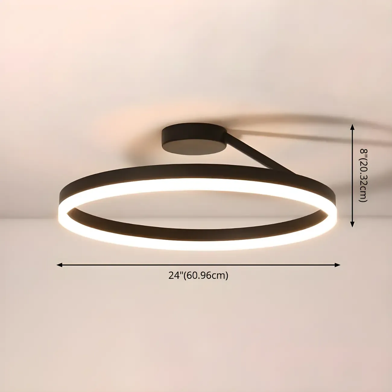 Minimal Circular Ring Acrylic Black LED Ceiling Light Image - 12