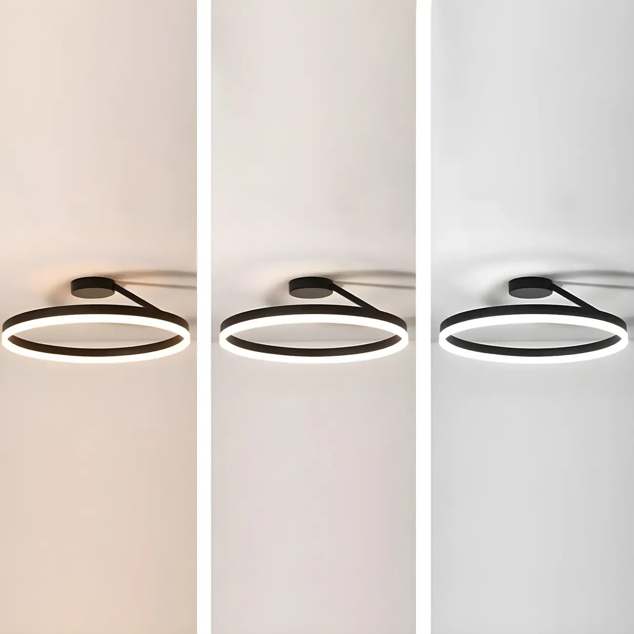 Minimal Circular Ring Acrylic Black LED Ceiling Light Image - 14