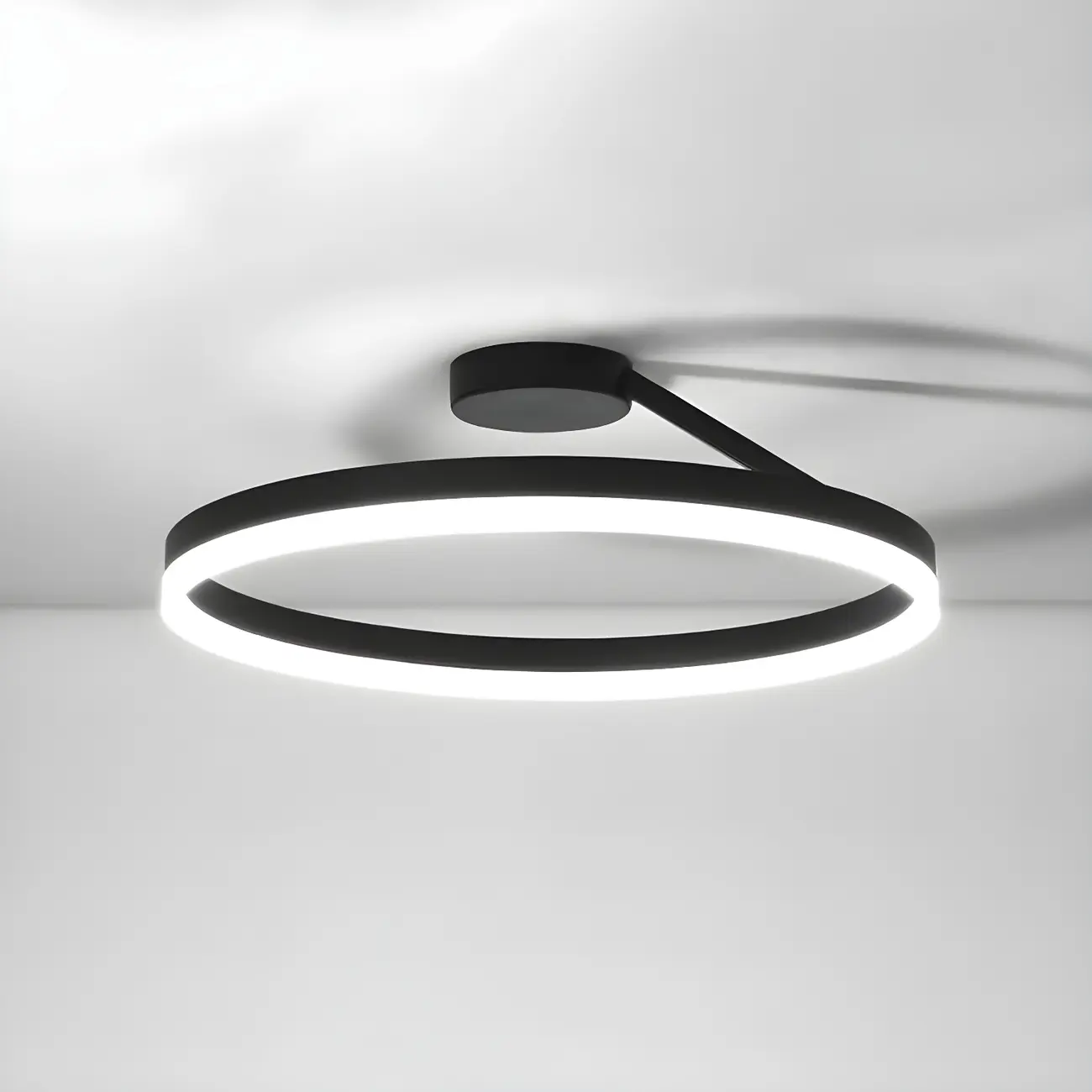 Minimal Circular Ring Acrylic Black LED Ceiling Light Image - 15 | homeyfad
