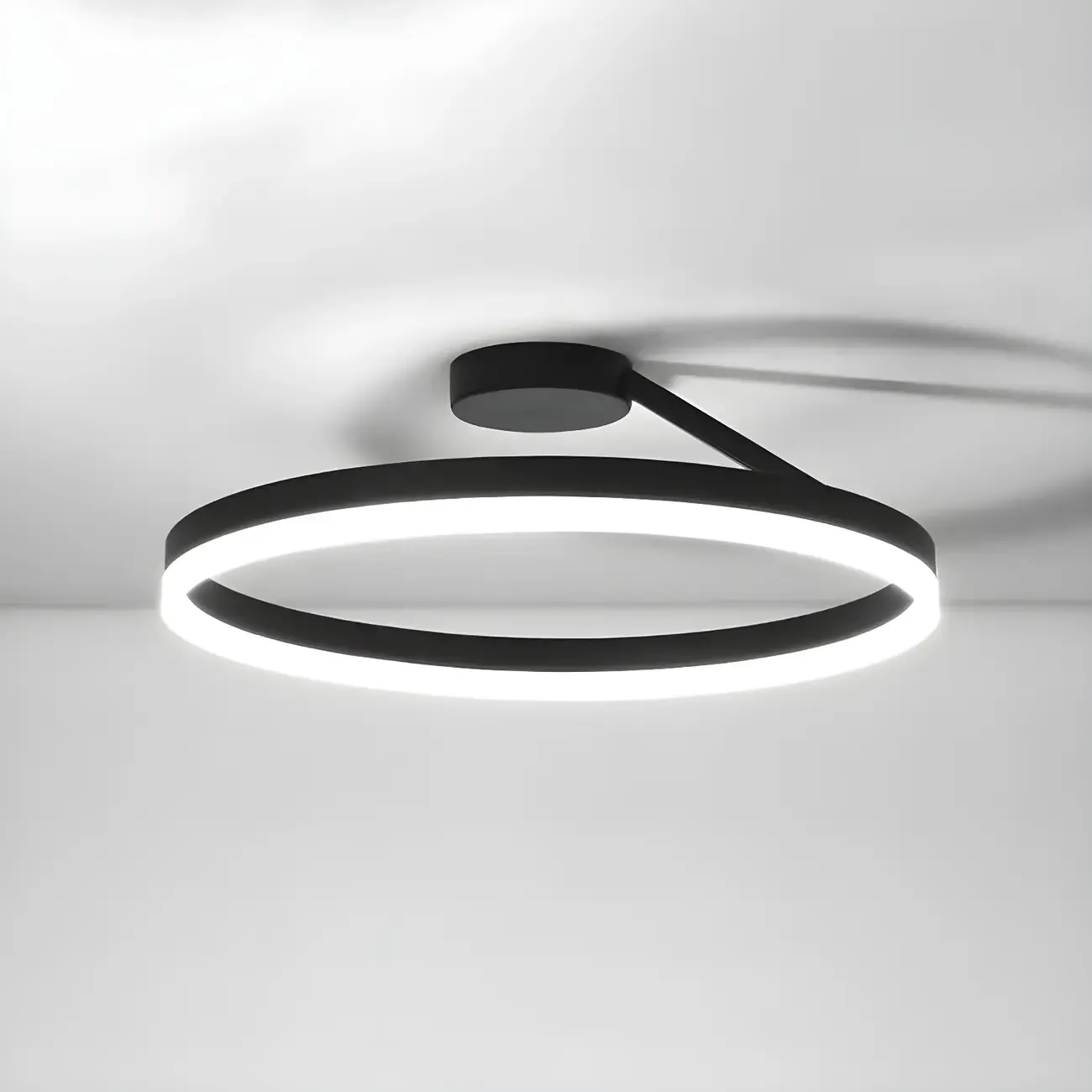 Minimal Circular Ring Acrylic Black LED Ceiling Light Image - 15