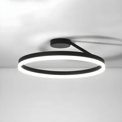Minimal Circular Ring Acrylic Black LED Ceiling Light Image - 15