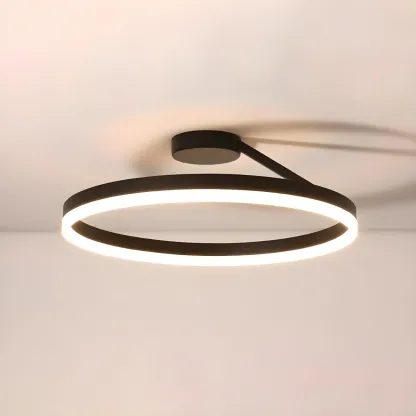 Minimal Circular Ring Acrylic Black LED Ceiling Light Image - 17