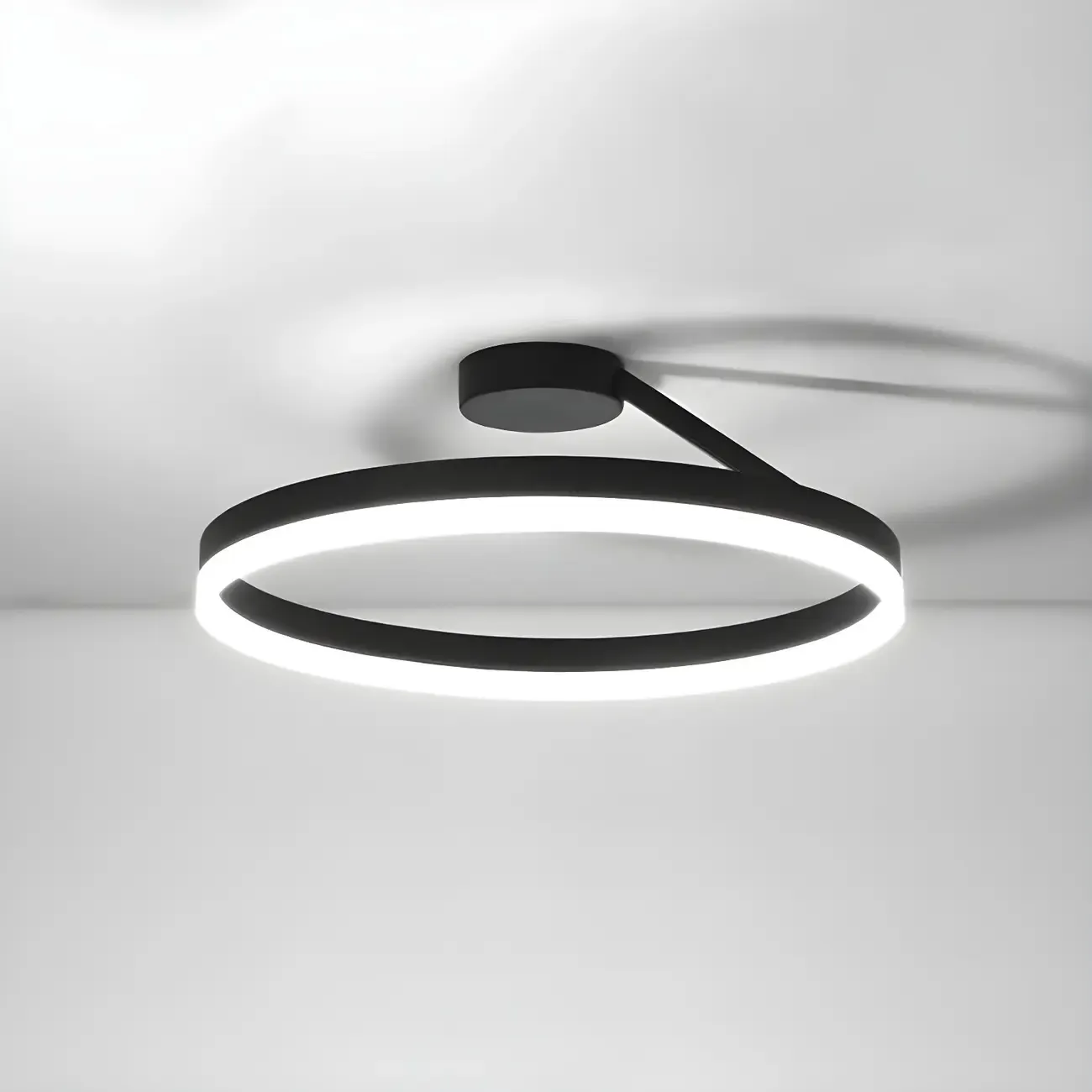 Minimal Circular Ring Acrylic Black LED Ceiling Light Image - 20