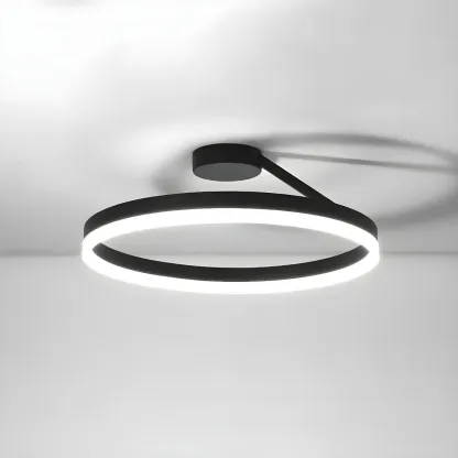 Minimal Circular Ring Acrylic Black LED Ceiling Light Image - 20