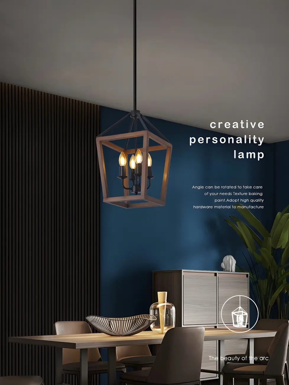 Industrial Square Brown Wooden Candelabra Chandelier Image - 4 | homeyfad