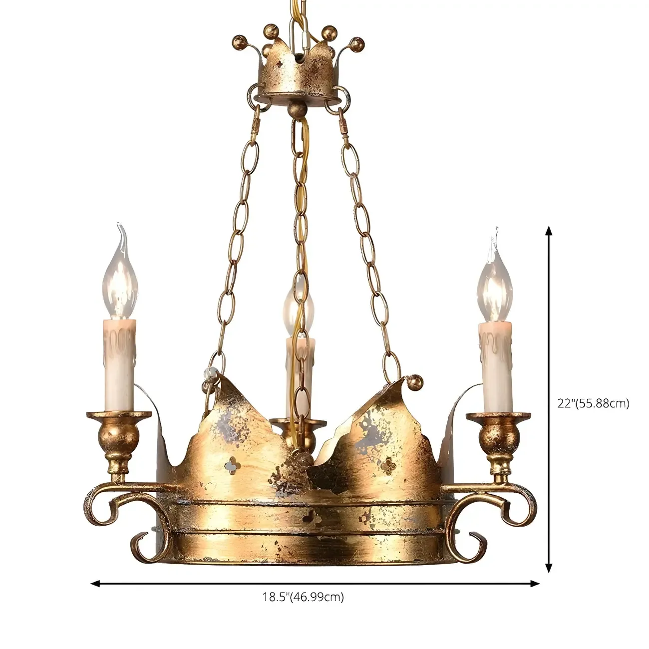 Gold Crown Iron Structure Royal Style Chandelier