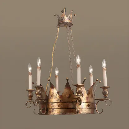Gold Crown Iron Structure Royal Style Chandelier