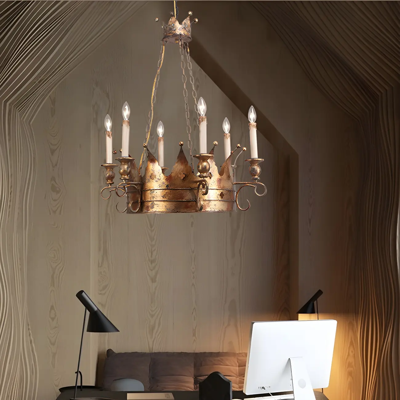 Gold Crown Iron Structure Royal Style Chandelier | homeyfad