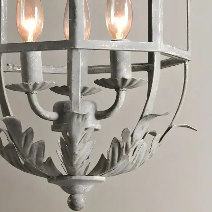 Classic Industrial Gray Lantern Candelabra Chandelier Image - 6